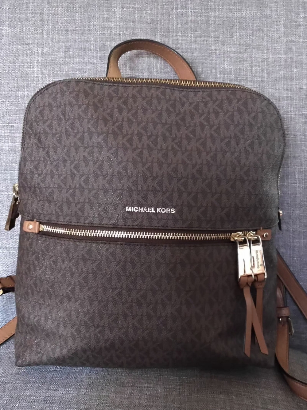 Michael Kors Rhea Slim Logo Backpack, Brown